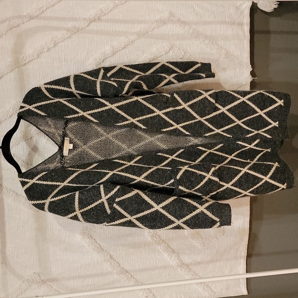 Oversize geometric sweater cardigan